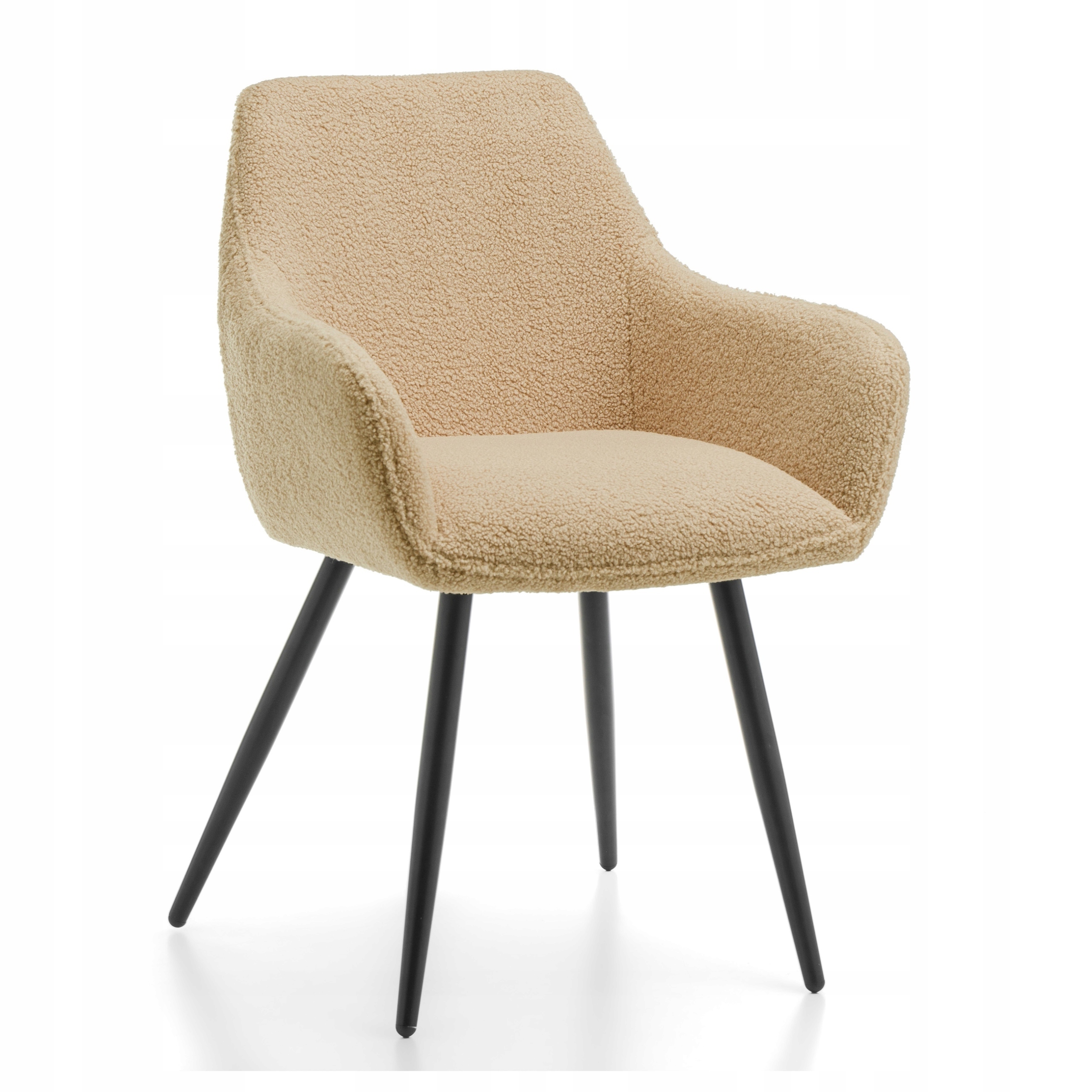 Čalouněná Prošívaná Židle Z Tkaniny Boucle Teddy Bukla Béžová