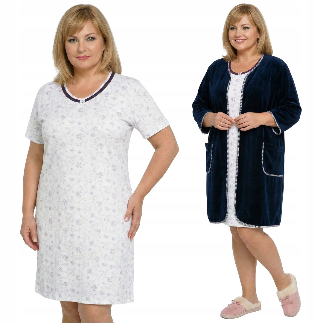 Bílá košile noční s květinami a velikostí velikost 54