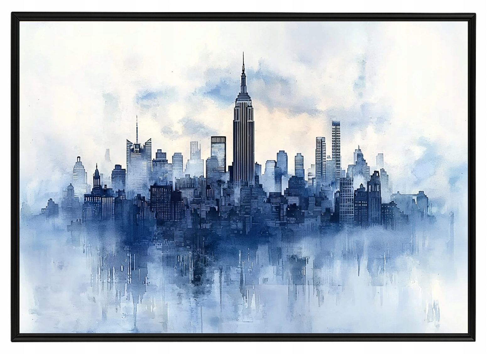 Plakát Rámeček Hliník New York Manhattan Mrakodrapy Skyline Blue 100x70