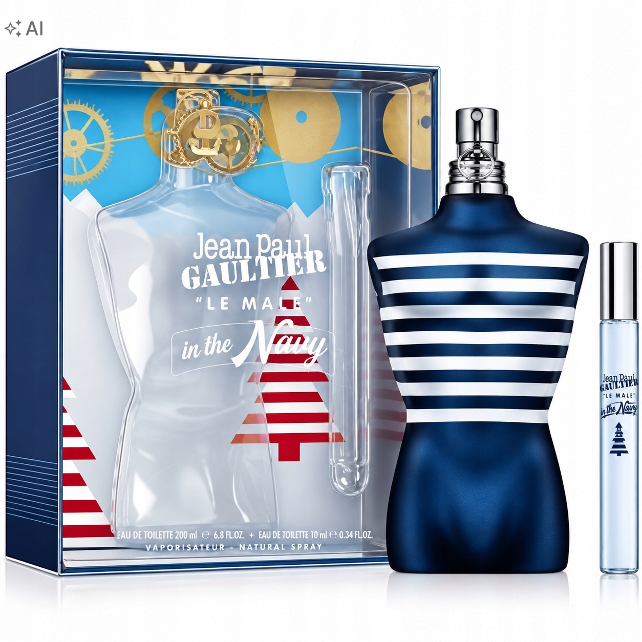 Set Jean Paul Gaultier Le Male in the Navy Edt 200 ml 10 ml