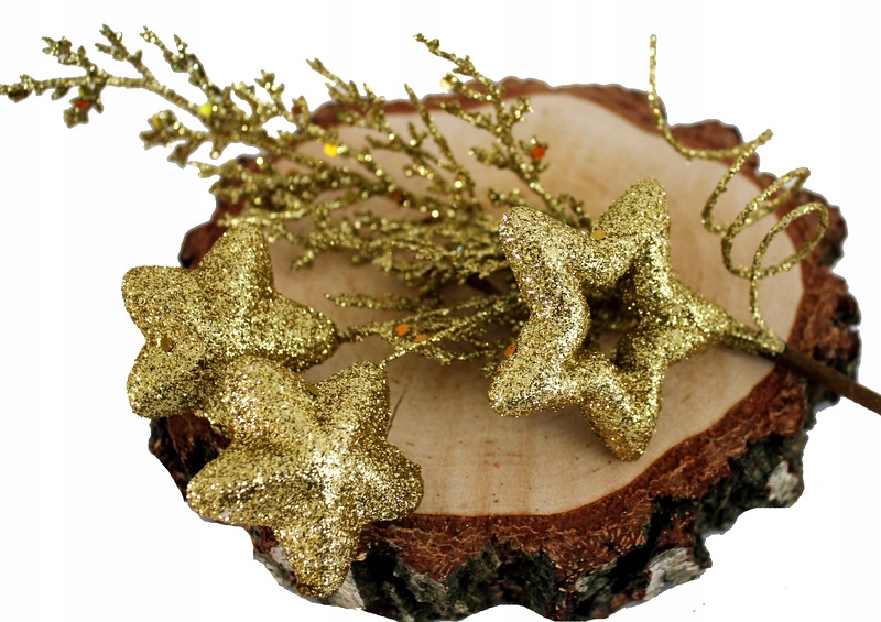 

Gałązka Z Gwiazdeczkami, Brokatowa Złota 24 cm