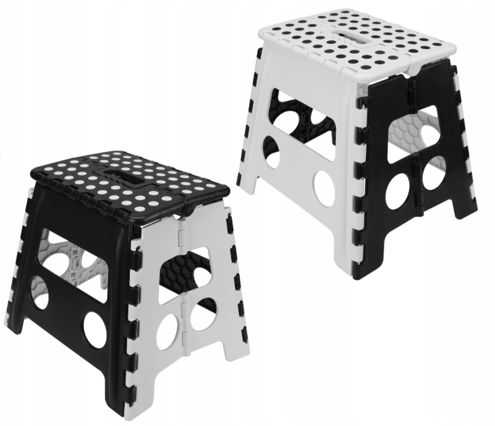 TABORET SKŁADANY odcienie czerni 39 cm DUŻY Kolor mebla czarny