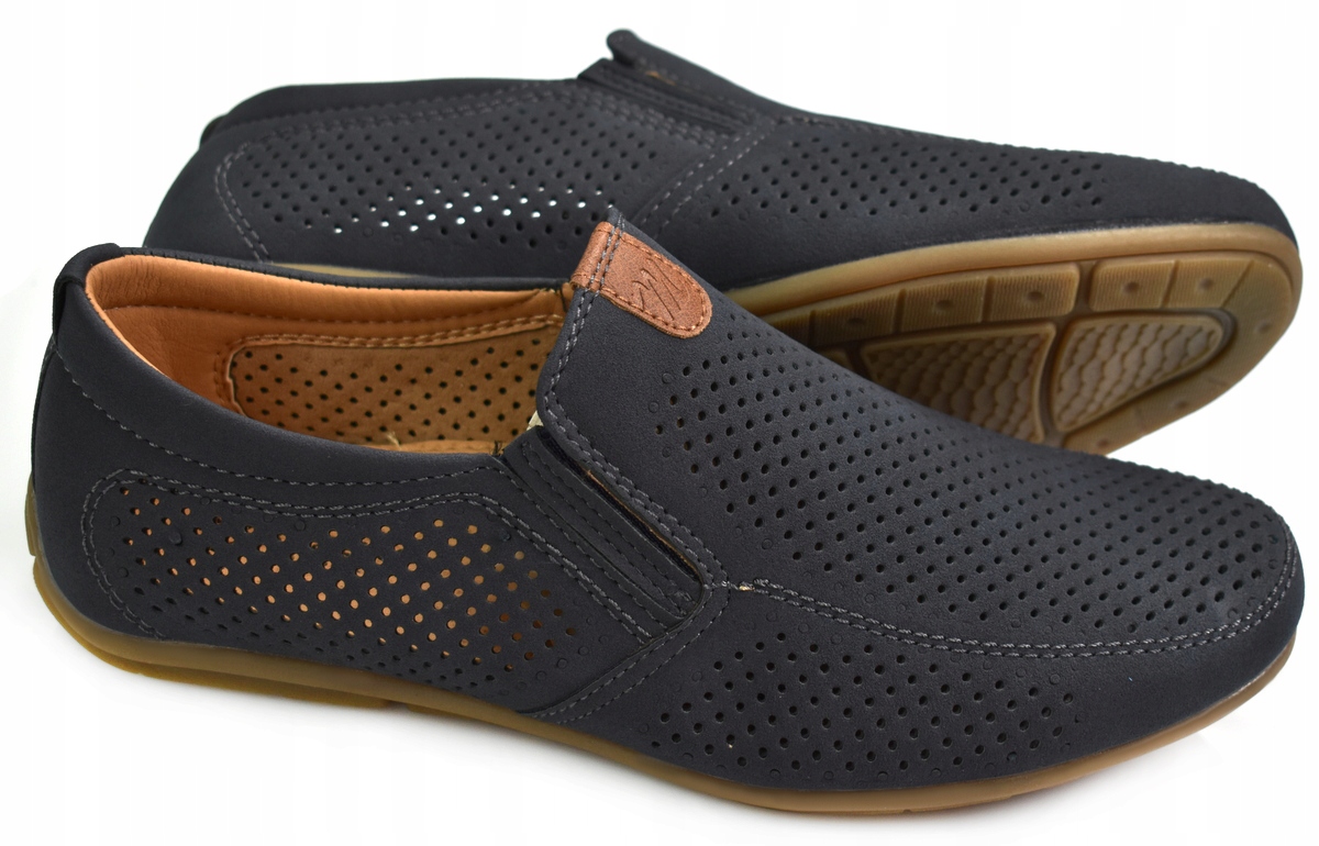 BESSKY Granatowe PÓŁBUTY lekkie Mokasyny Wizytowe 25 cm - 39