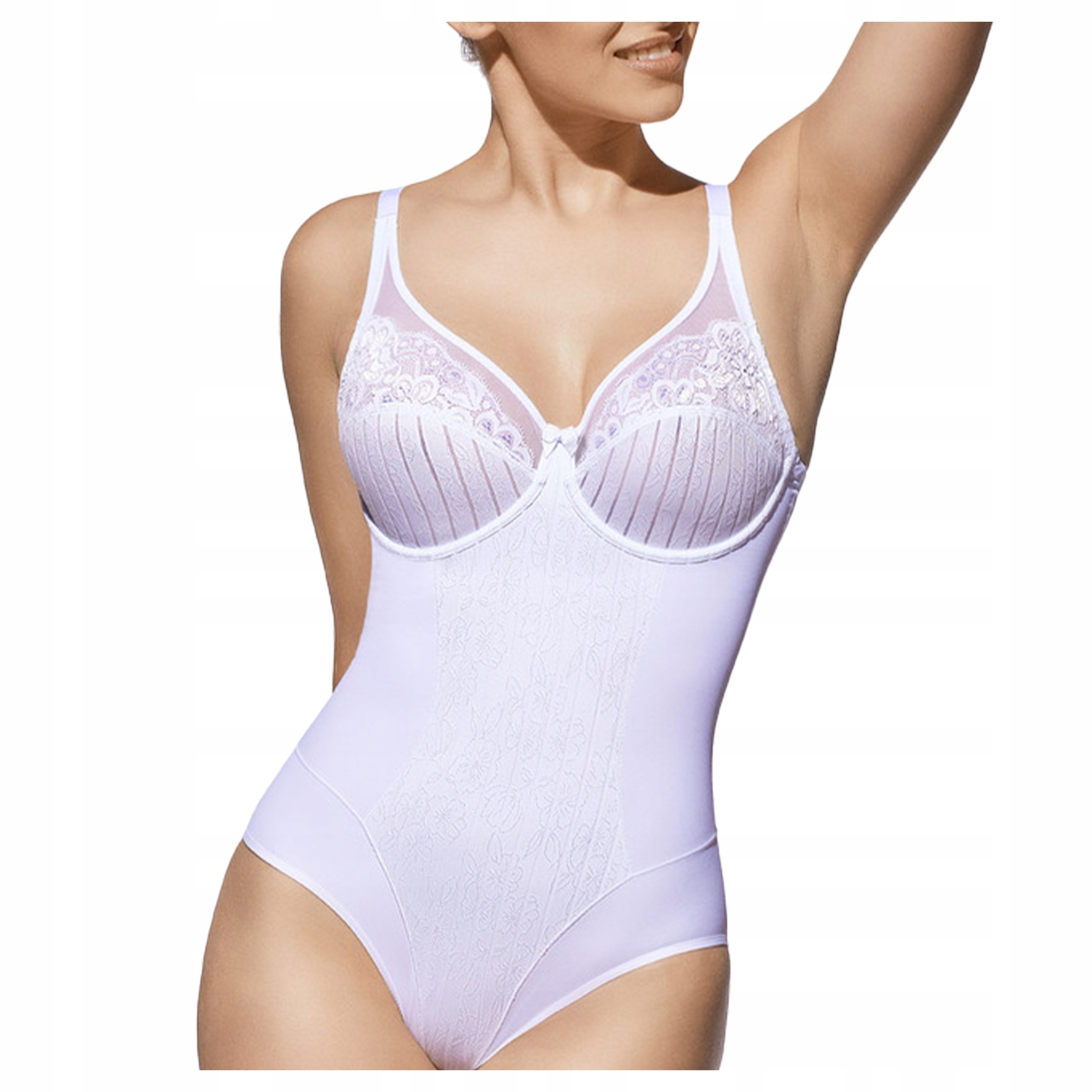 Krajkové Body Měkké Košíčky Fiszbiny Přiléhavé Mariluz Bílé 70D