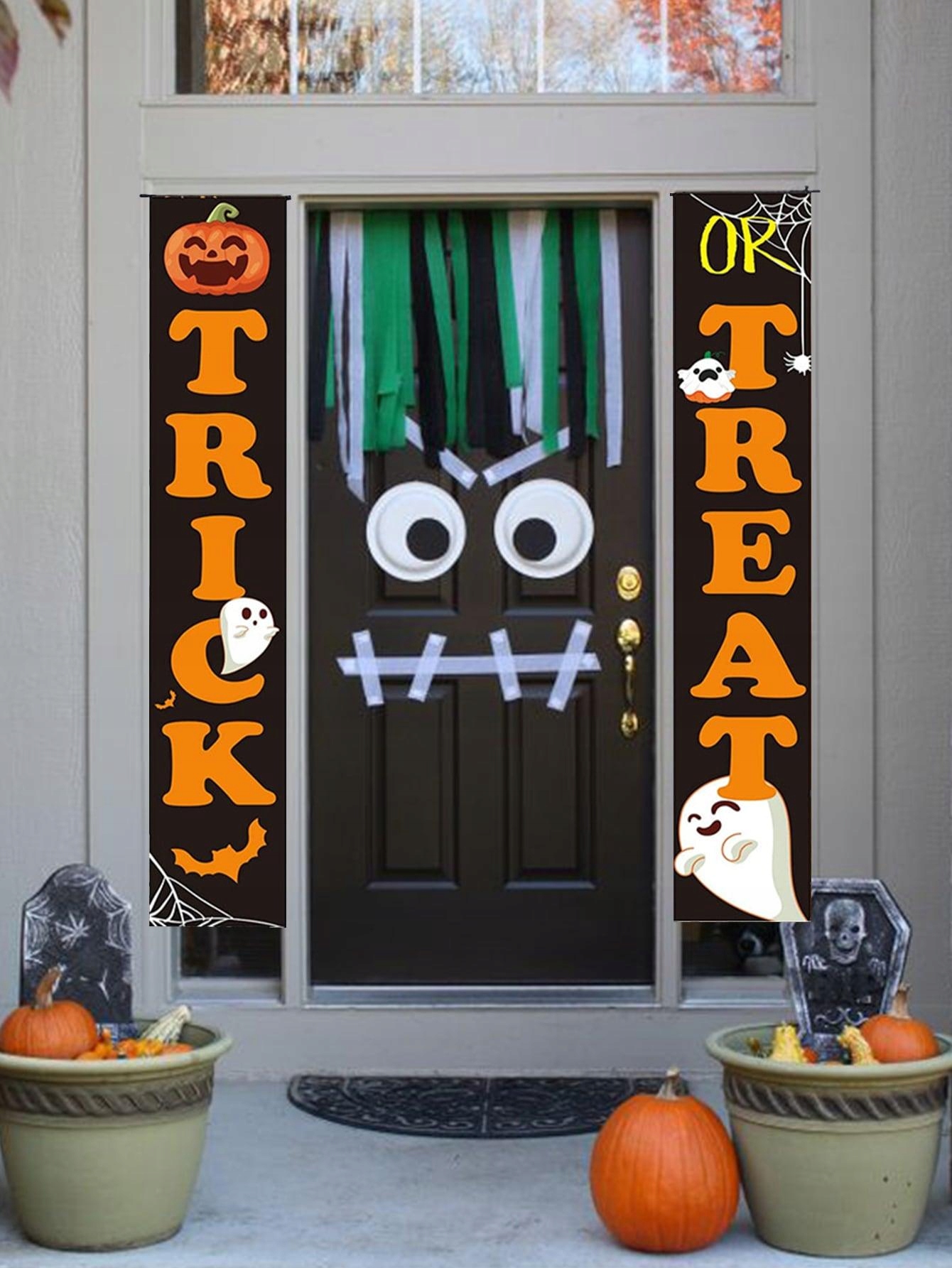 2 SZT OZDOBA HALLOWEENOWA WISZĄCA MATA GRAFICZNA WZÓR DYNIA NAPIS SHEIN