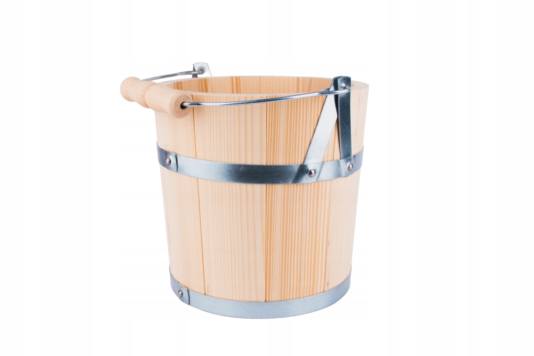 Dřevěný topolový kbelík s rukojetí 5 l pro zahradní saunu a dekorativní studnu