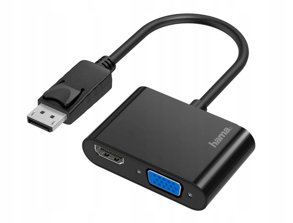 Adapter AV Hama DisplayPort M - HDMI + D-Sub (VGA) F czarny