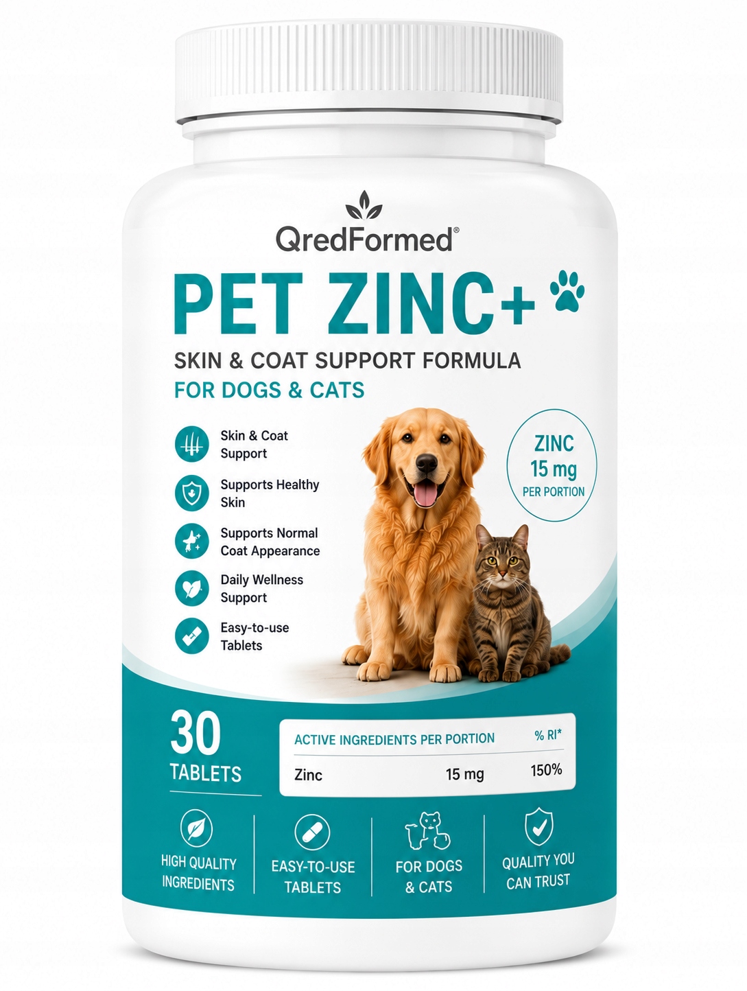 Pet Zinc+ Podpora kůže a srsti pro psy a kočky 30 tablet