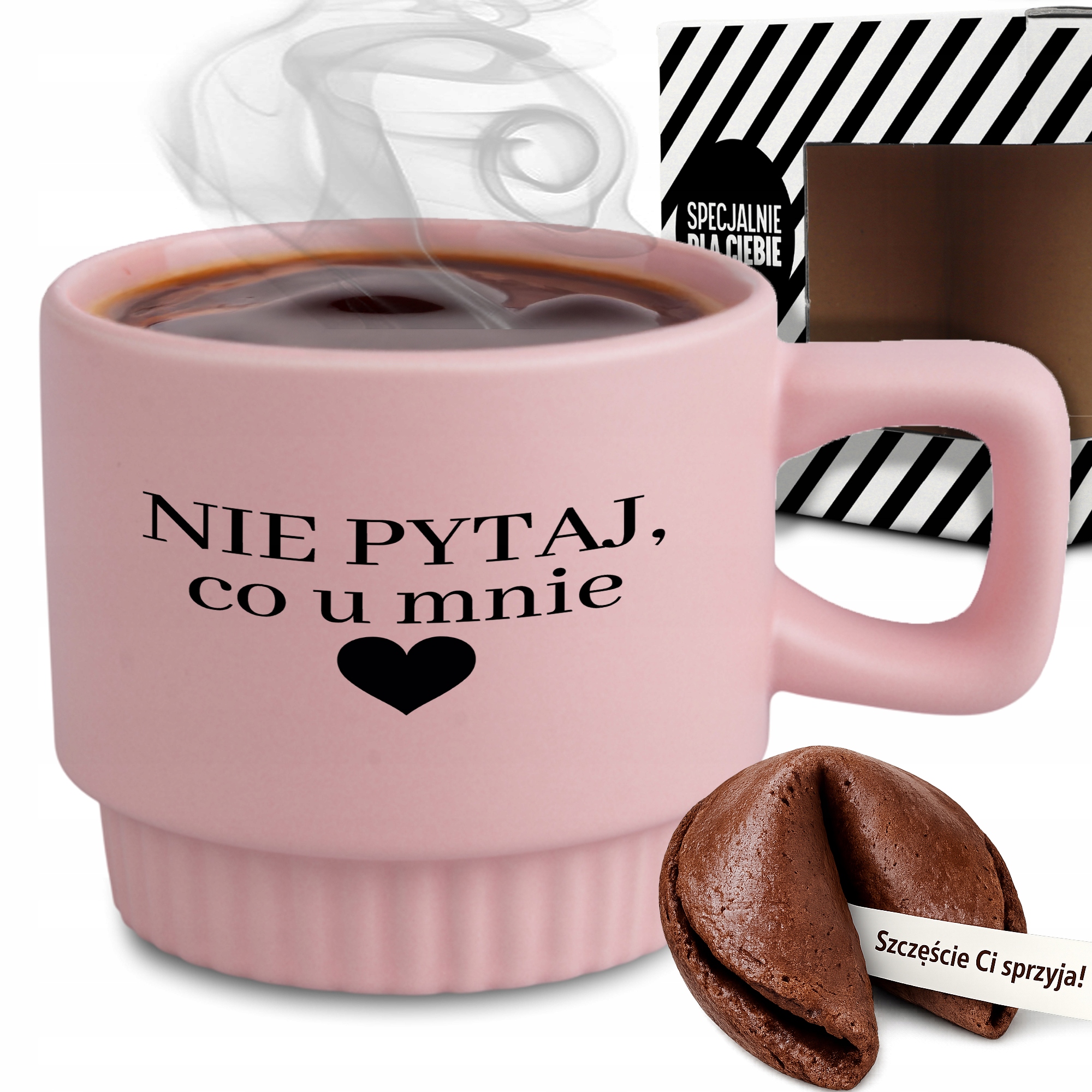 Ružový Ryhovaný Hrnček S Veštením, Darček Do Práce, Nepýtajte Sa Ma, Ako Je To U Mňa Čierne