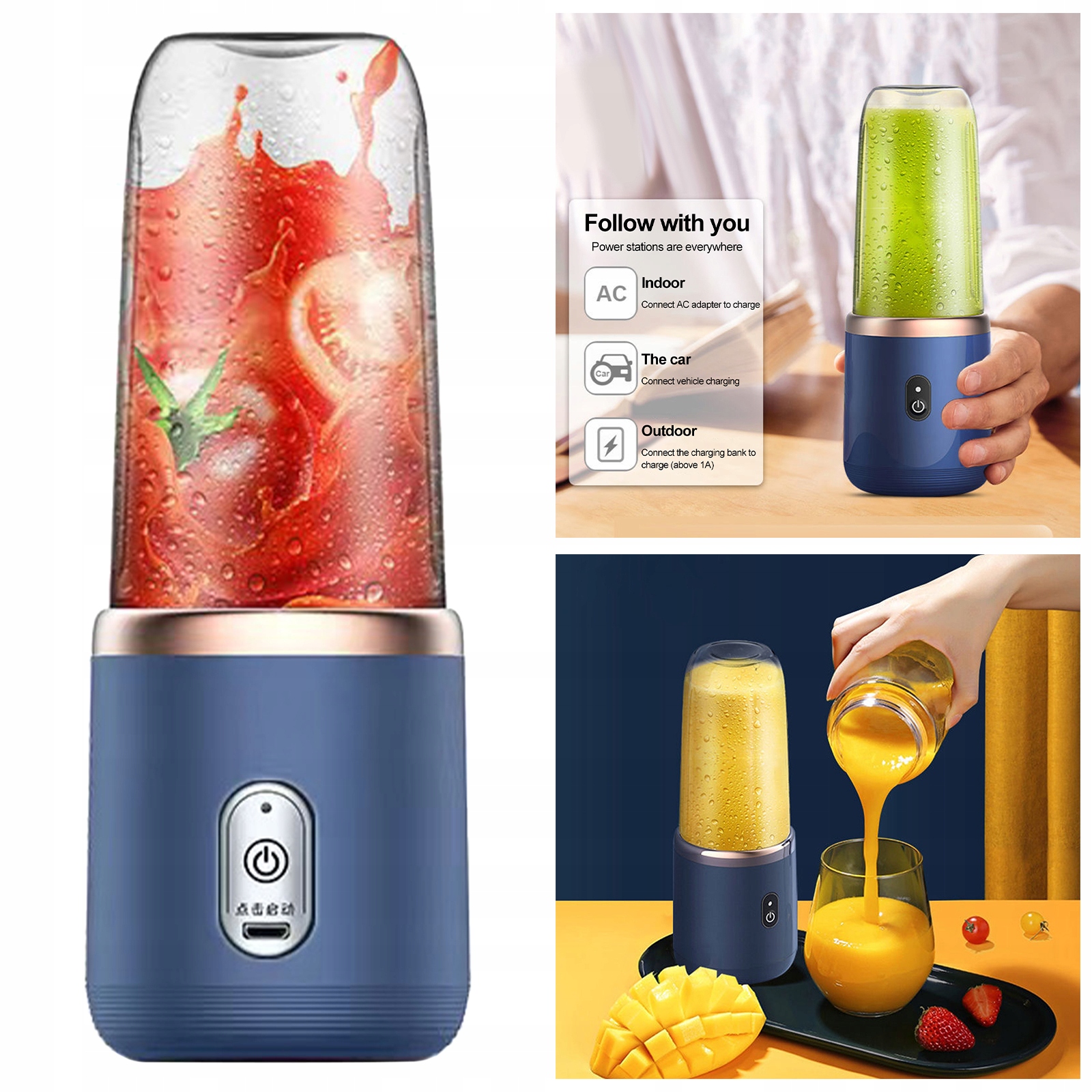 Wyciskarka Do Owoców Elektryczna Mikser Do Żywności Kruszarka Do Lodu Akumulator Wyciskarka Kubek 400 ML