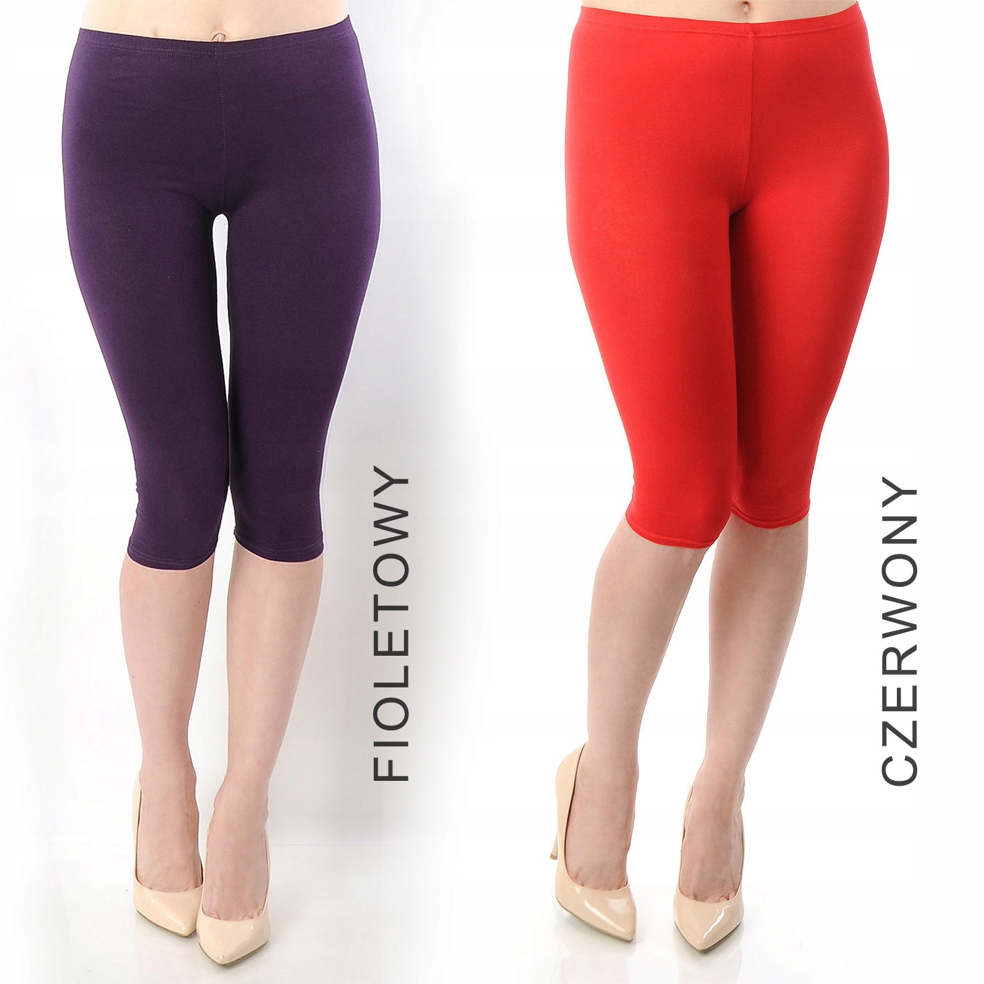 LEGGINSY BAWEŁNIANE GETRY LEGINSY 3/4 CZERWONE XXL Rozmiar XXL