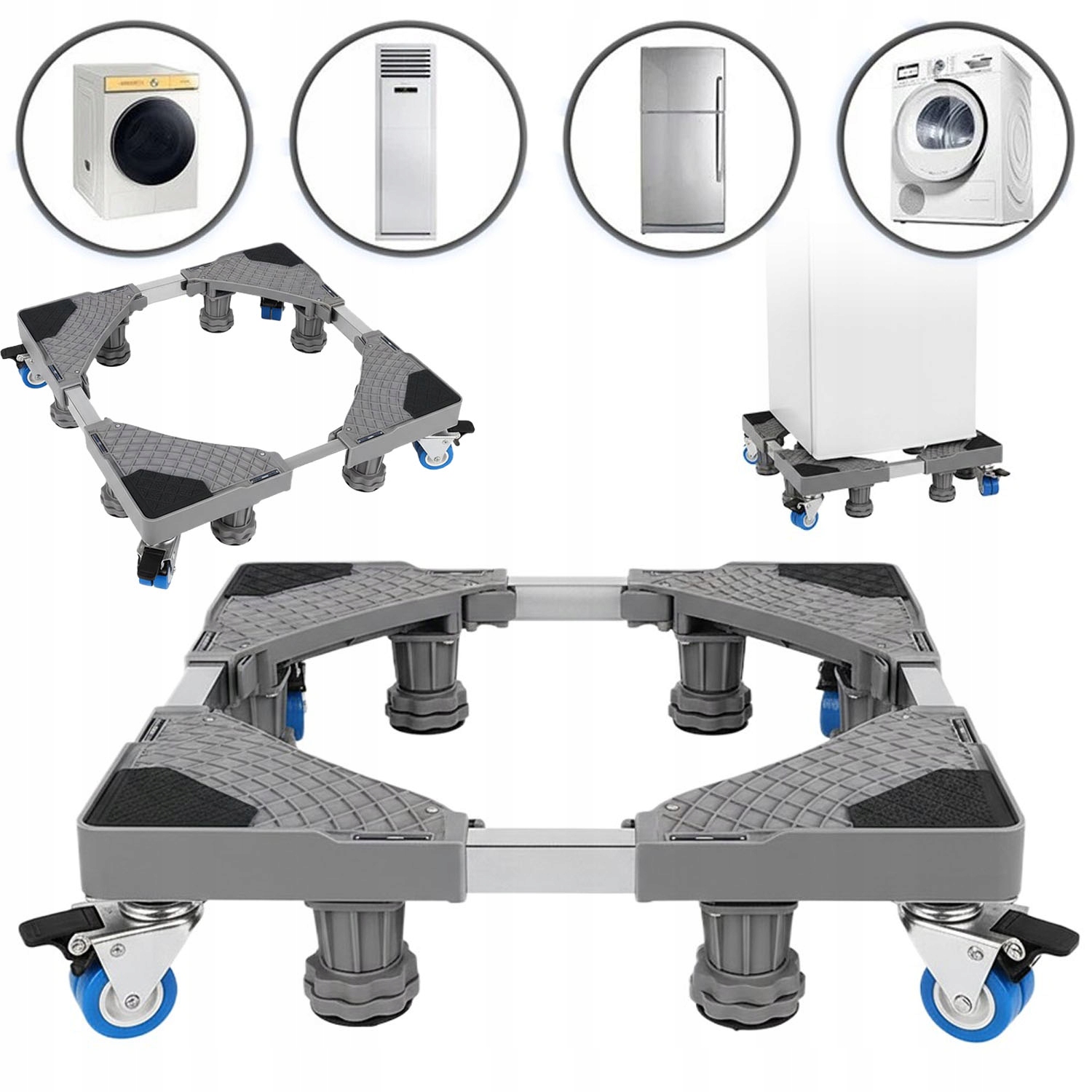 Podstawa Pod Pralkę Lodówkę Antywibracyjna Regulowana Kółka 42-66cm