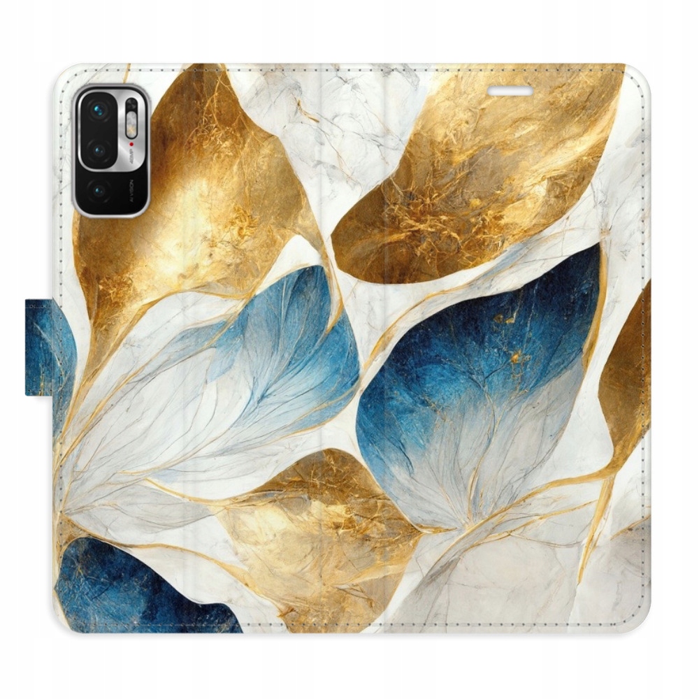 Etui z klapką iSaprio GoldBlue Leaves do Xiaomi Redmi Note 10 5G