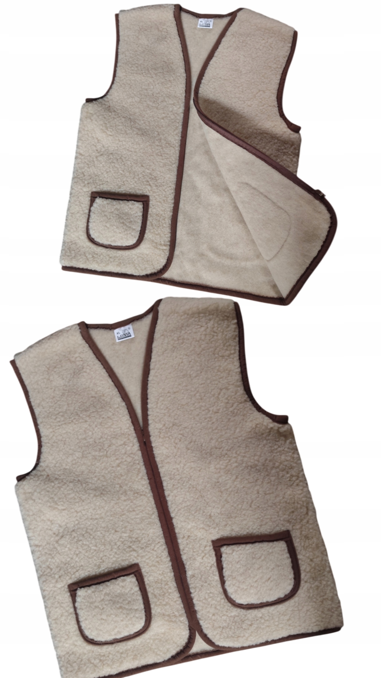 Vlněná vesta 100% merino vlna Pánská Srdíčko XL Béžová