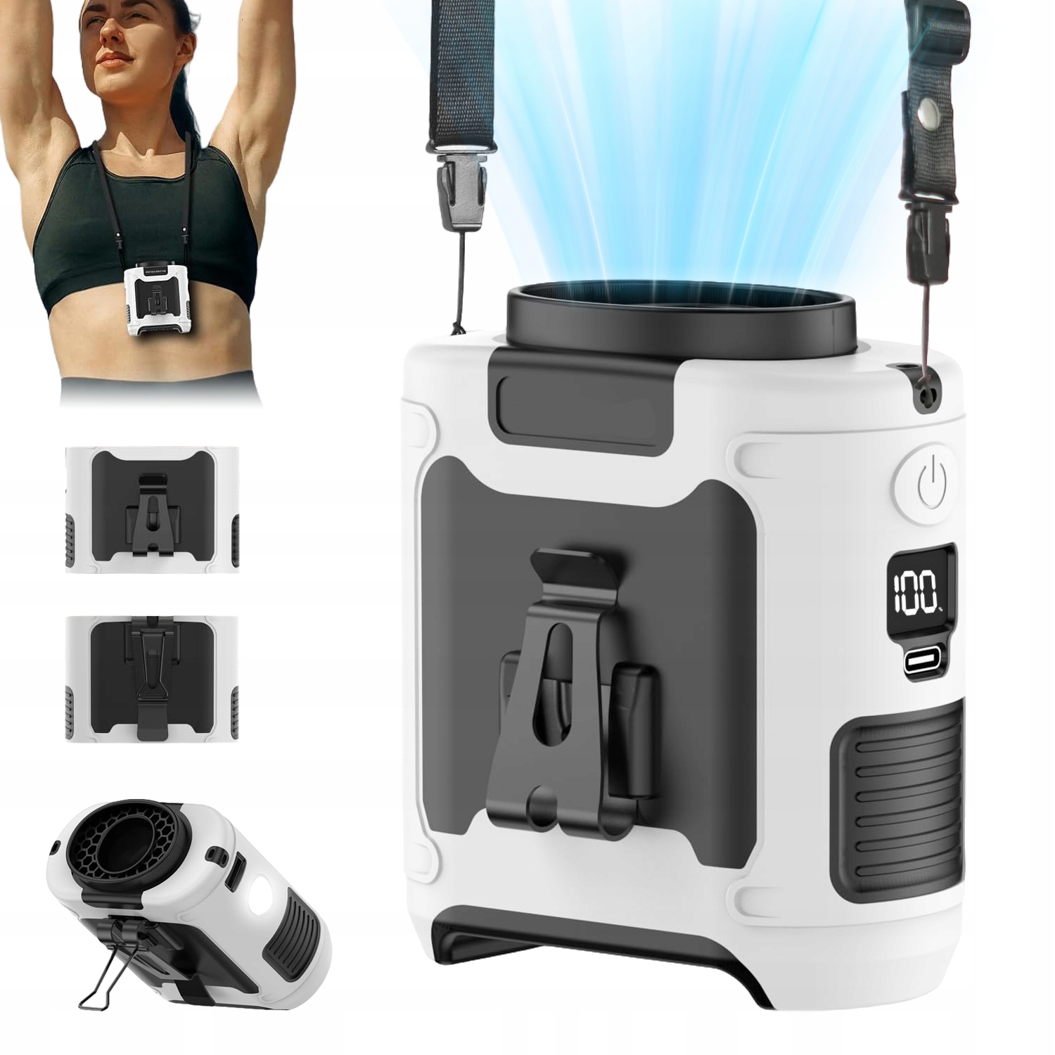 Větráček Na Krk Nebo Pás S Bezkartáčovým Motorem A Funkcí Svítilny