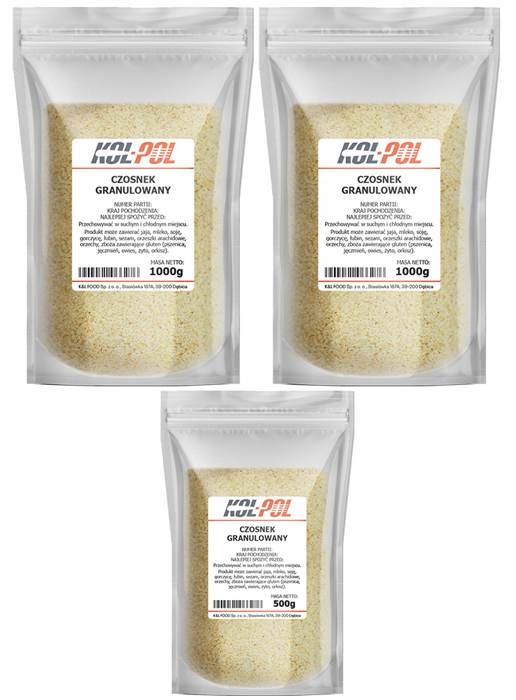 Česnek Granulovaný 2,5 kg Sušené přírodní aromatické koření Kol-Pol