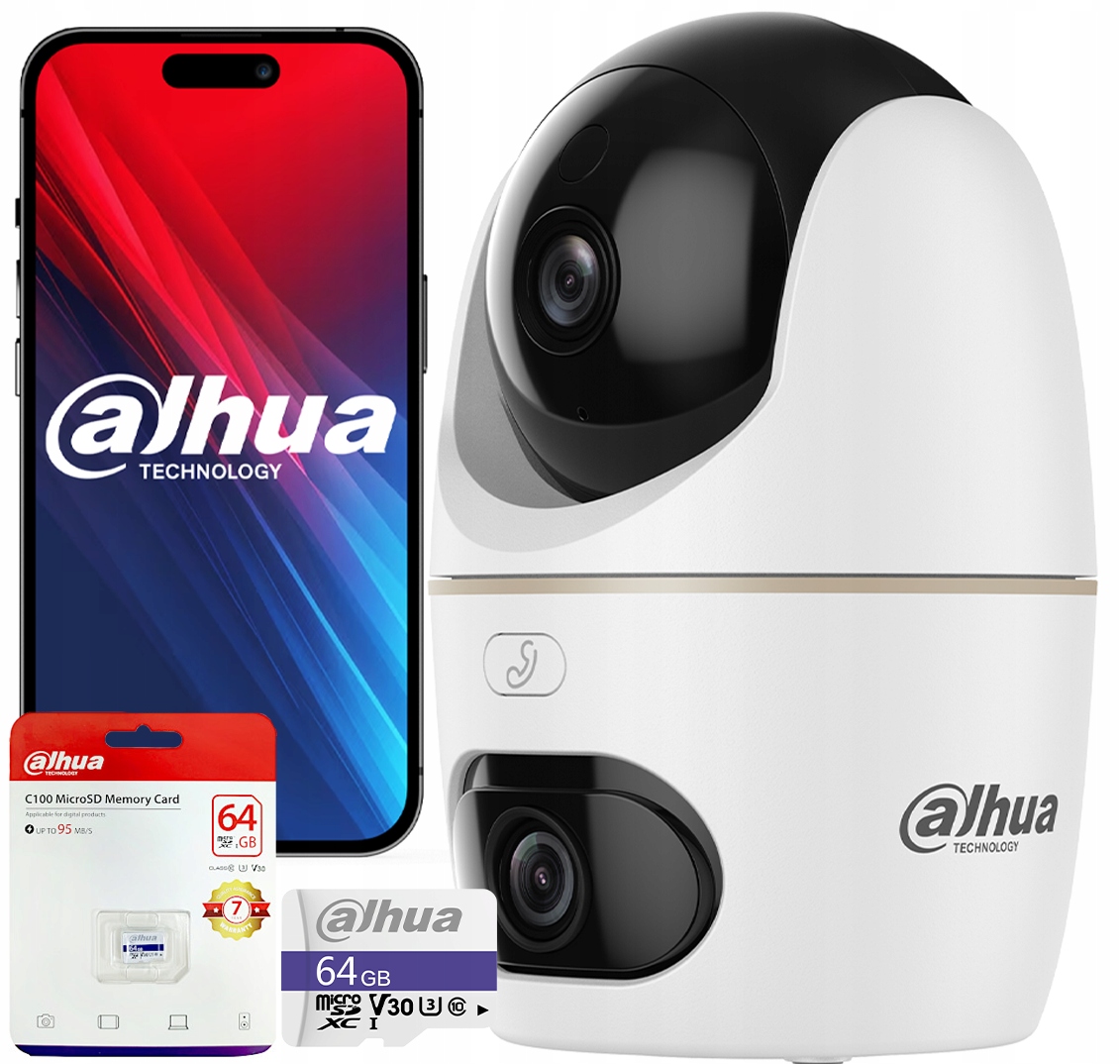 Otočná WiFi pestúnka 10MPx (5Mp+5Mp) Dahua H5D-5F Audio karta 64GB
