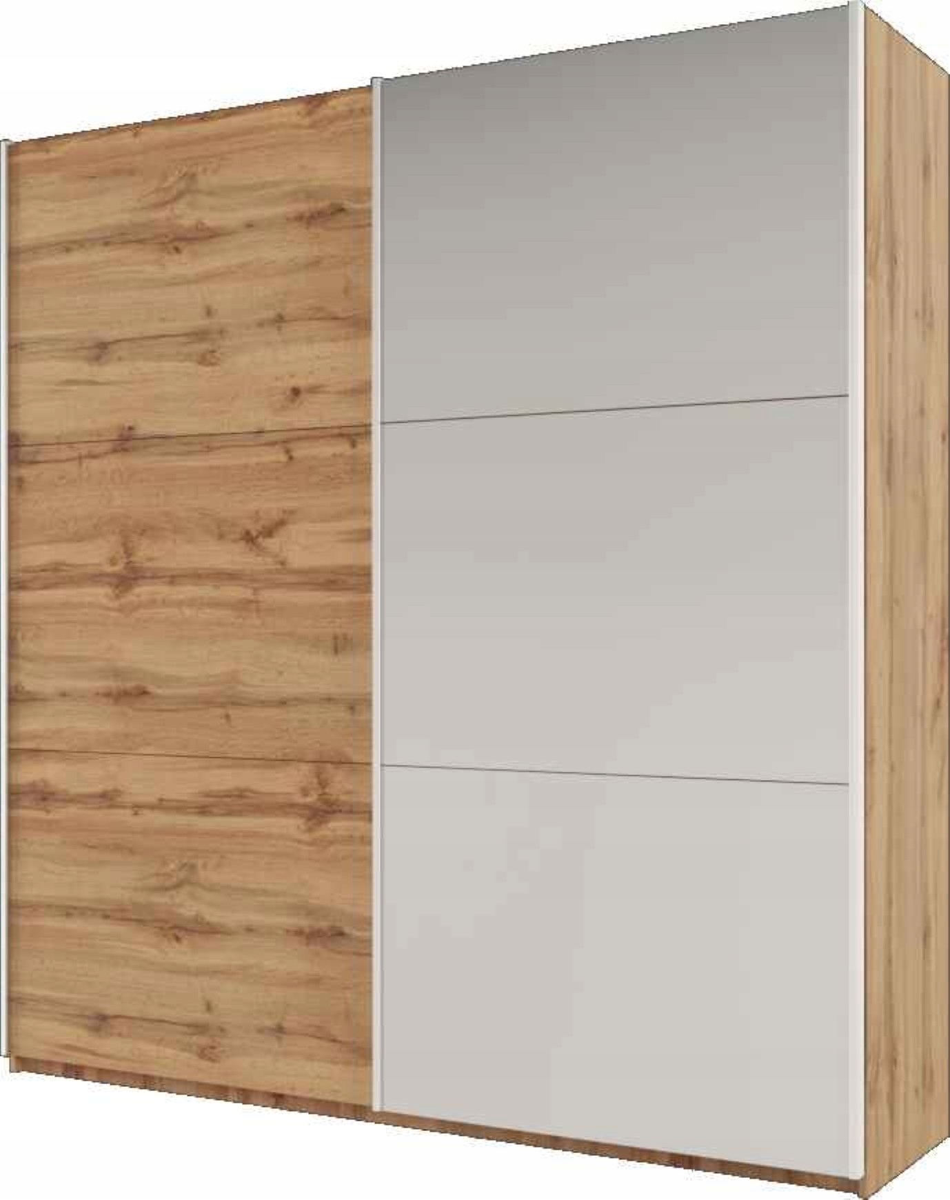 Skříň 225 cm se zrcadlem Posuvné dveře Dub wotan