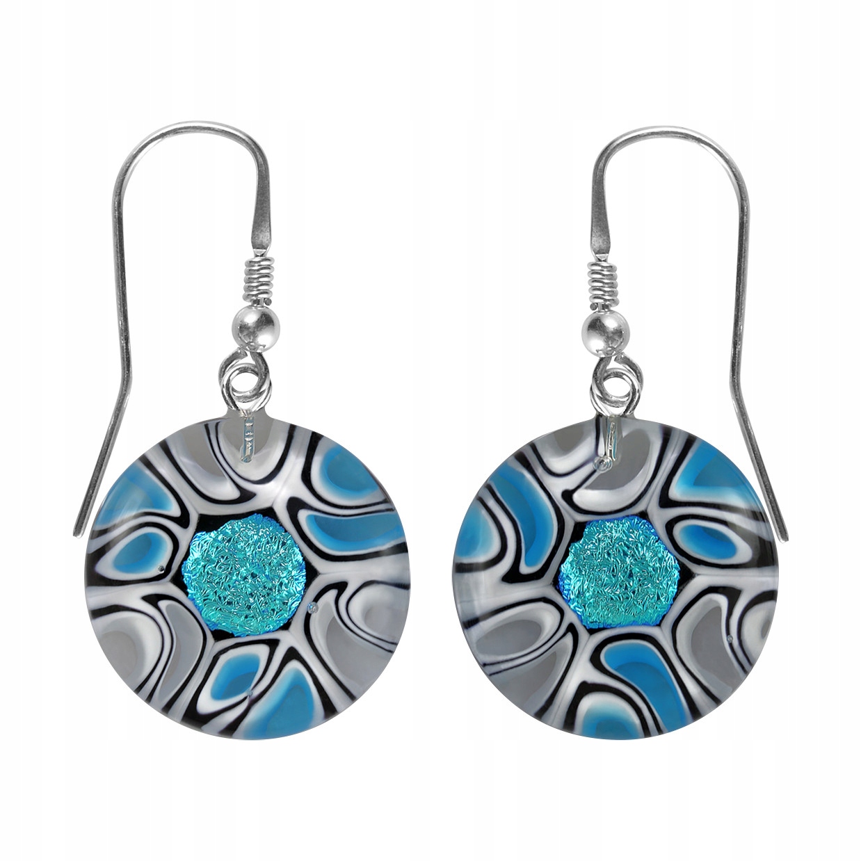 Náušnice dámské modré Harf sklo murano kolečko