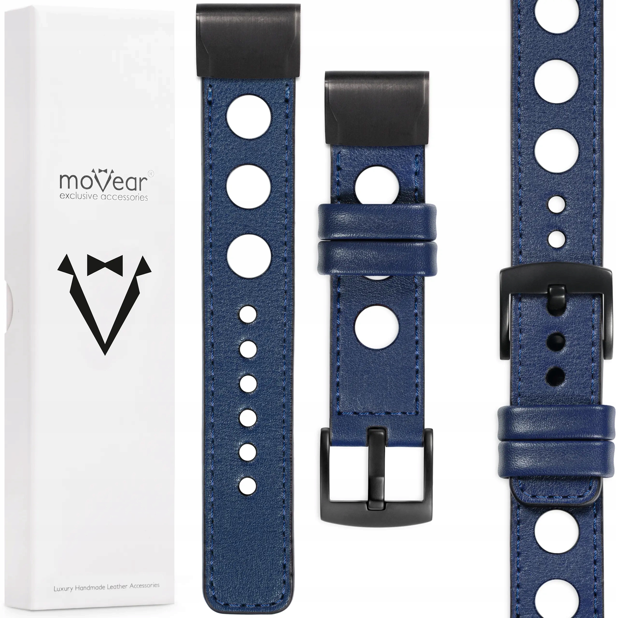 Kožený řemínek pro QuickFit 26 Garmin Fenix 8X 7X 6X 5X 3 premium Movear