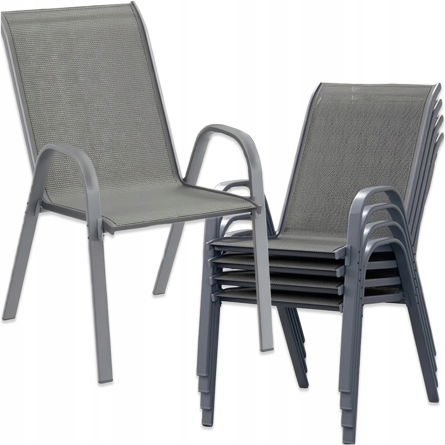 Set 4x Záhradná Stolička Na Záhradu Terasu Záhradný Nábytok Šedá