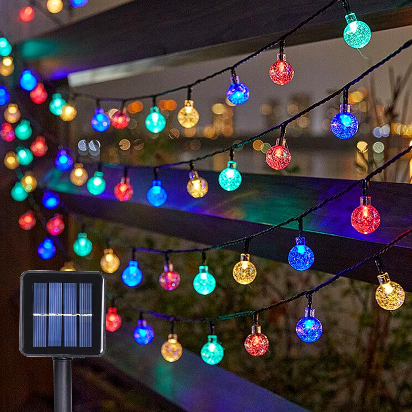 Lampki Solarne Łańcuch 100 LED 12M Wodoodporne Do Wnętrz i Na Zewnątrz