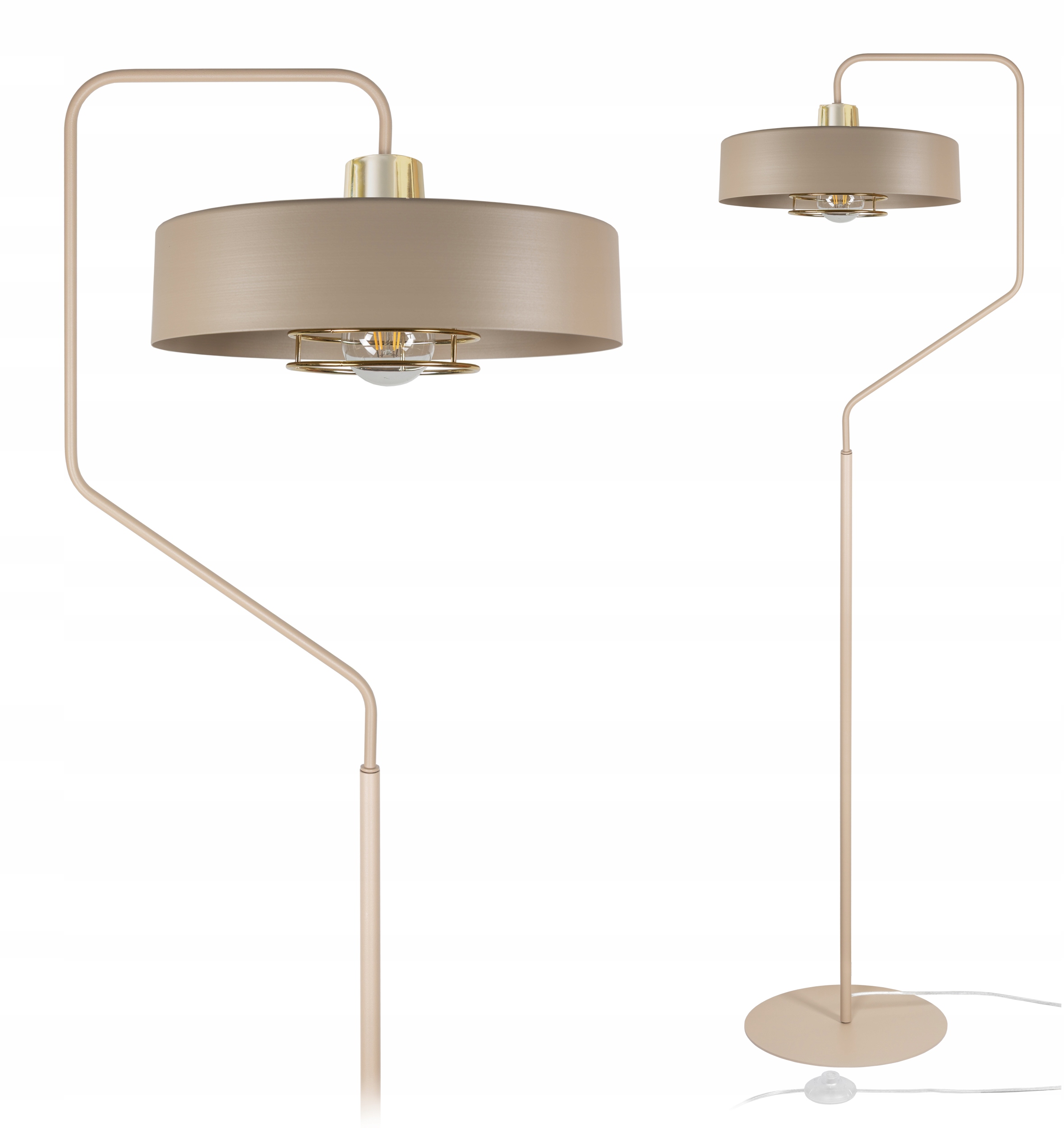 Moderní podlahová lampa E27 60 W béžová, zlatá