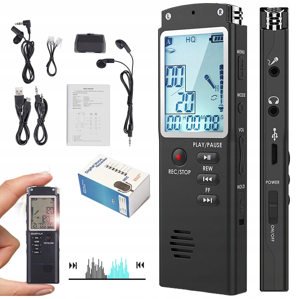 VOICE RECORDER USB PROFESSIONAL 15 HOURS FOR VOICE RECORD 16GB RECHARGEABLE
