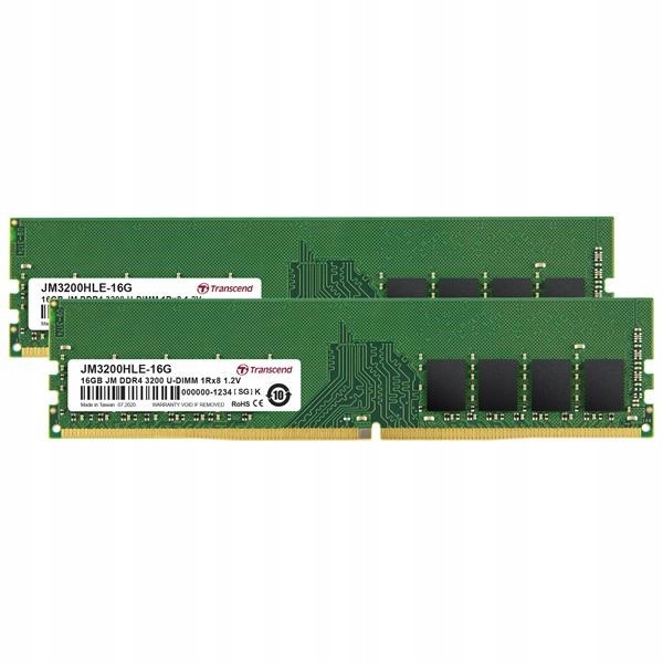 DDR4 32GB DIMM Kit (16GB*2) 3200Mhz Transcend U-dimm 1Rx8 2Gx8 CL22 1.2V…