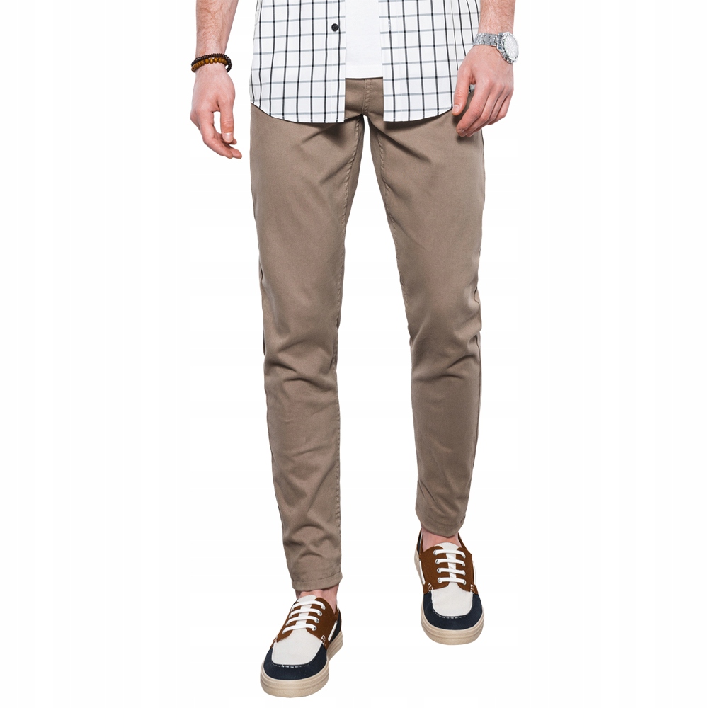 

Spodnie męskie chino casual P1059 ciemnobeżowe M