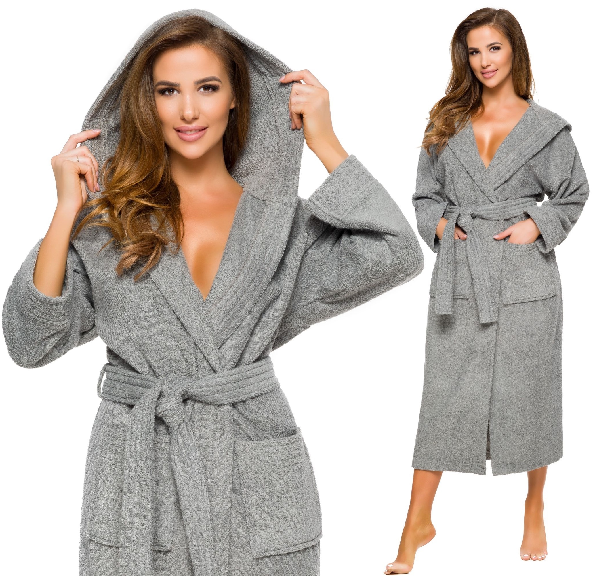 FROTTE DŁUGI BAWEŁNIANY SZLAFROK DAMSKI PODOMKA S