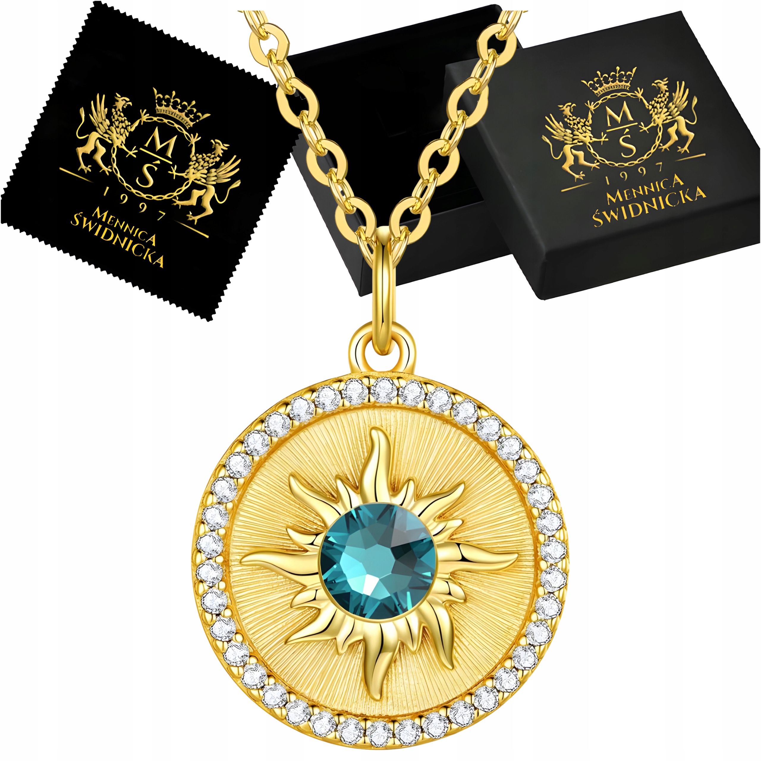 Zlatý náhrdelník Přívěsek s řetízkem a zirkony Stříbro Gravírování Dárek