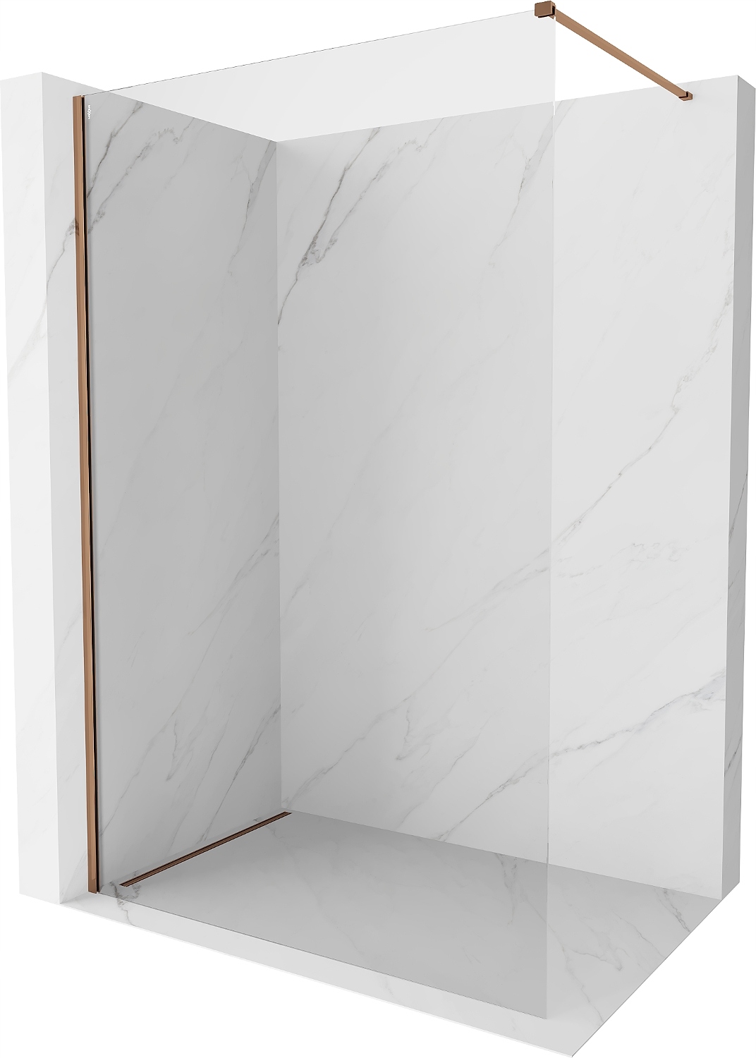 Mexen Kioto-X Sprchová Stěna Walk-in 80x200 cm, Transparentní, Růžové Zlato