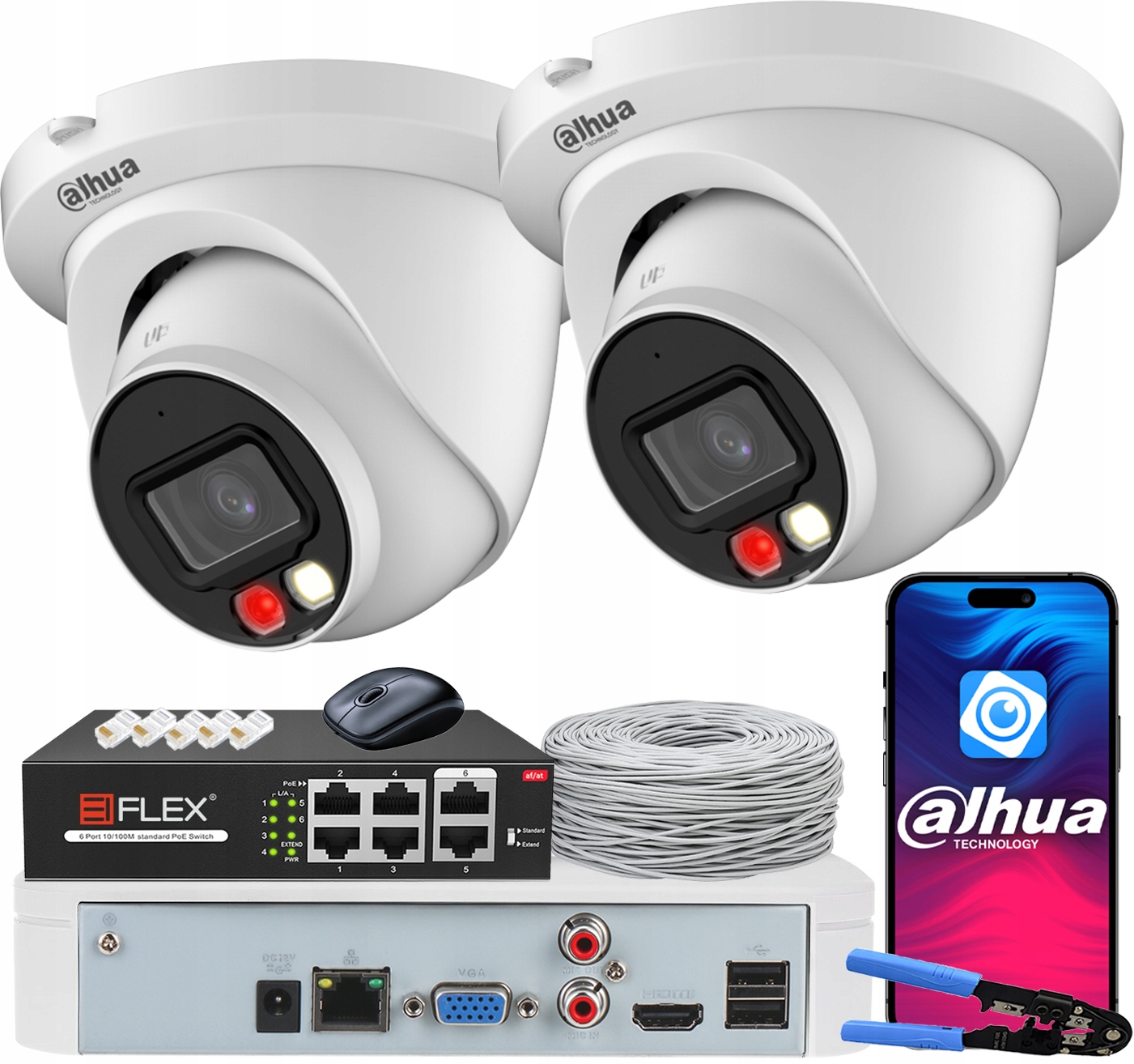 Ip monitorovací sada Dahua 2 kamery 8Mpx 4K IPC-HDW2849TM-S-IL-0280B PoE