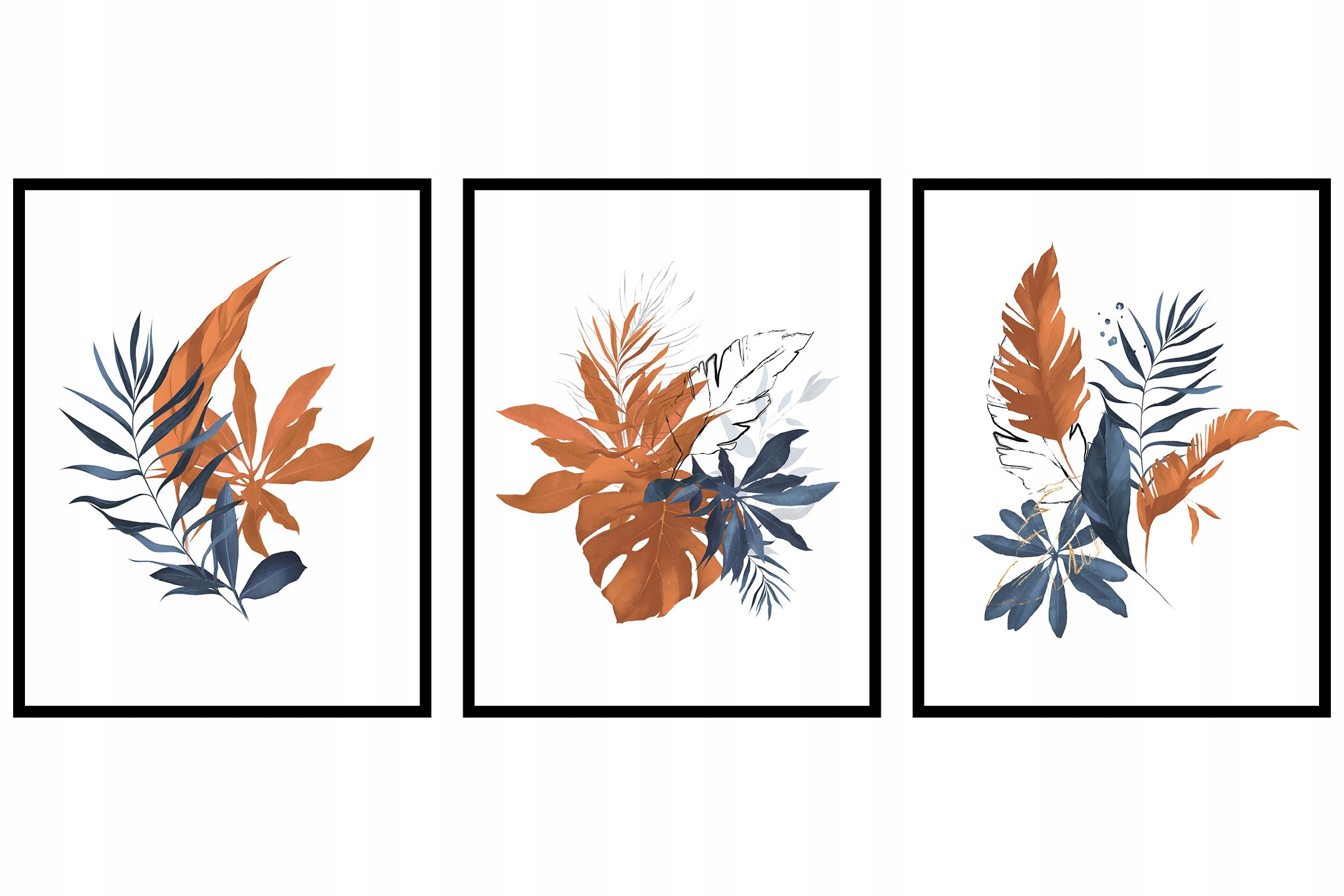 Abstrakce Květiny grafika triptych 3ks 40x50