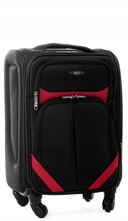 Mała Walizka Materiałowa Cordura Bagaż Rgl Lekka Czarno-czerwony