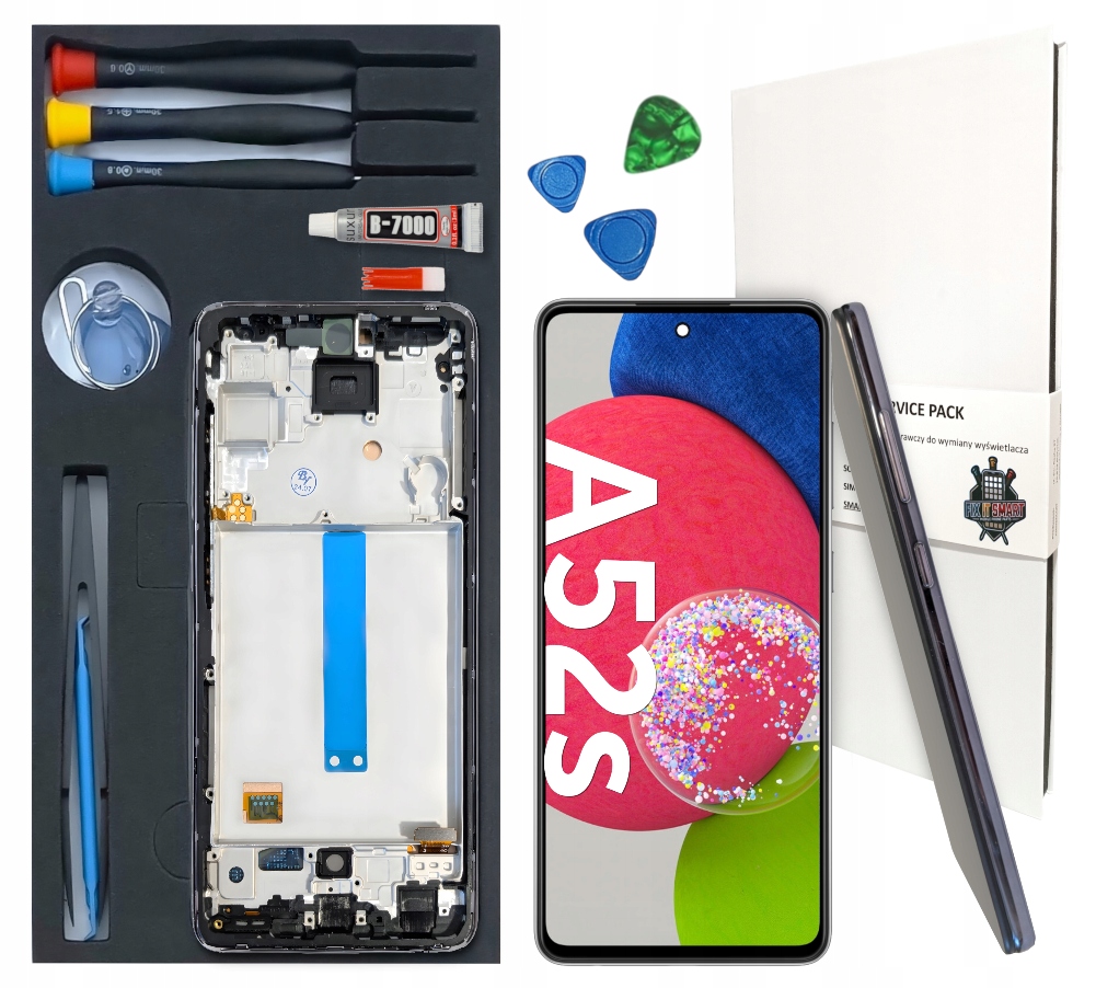 LCD displej Pro Samsung Galaxy A52S Incell Rámeček Černý Výměnný Set