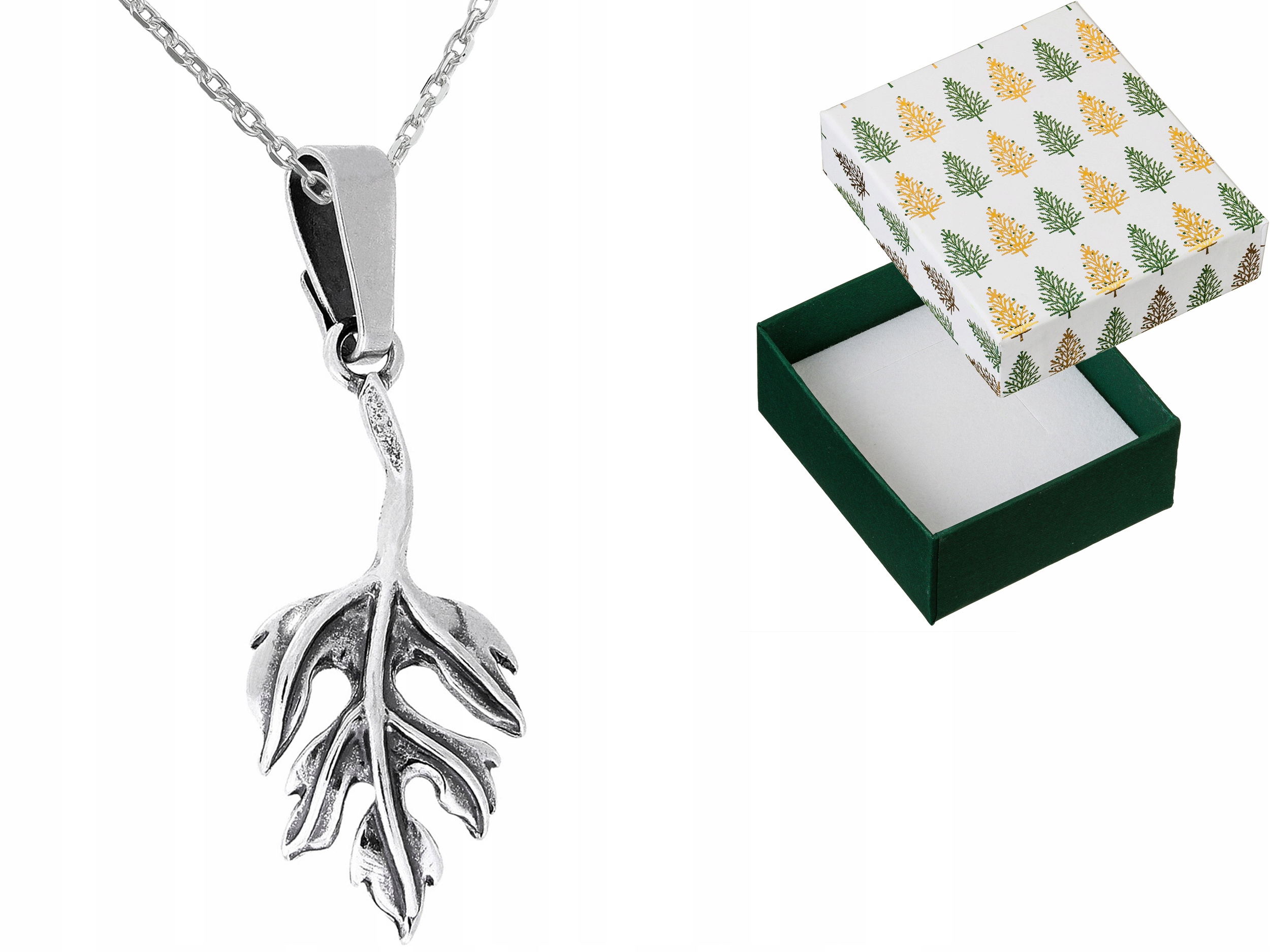 Stříbrný list Stříbrný náhrdelník Oxidovaný lístek Stříbro 925 Řetízek 70 cm