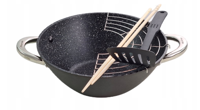 WOK żeliwna patelnia głęboka 32 cm z pokrywą Średnica 32 cm