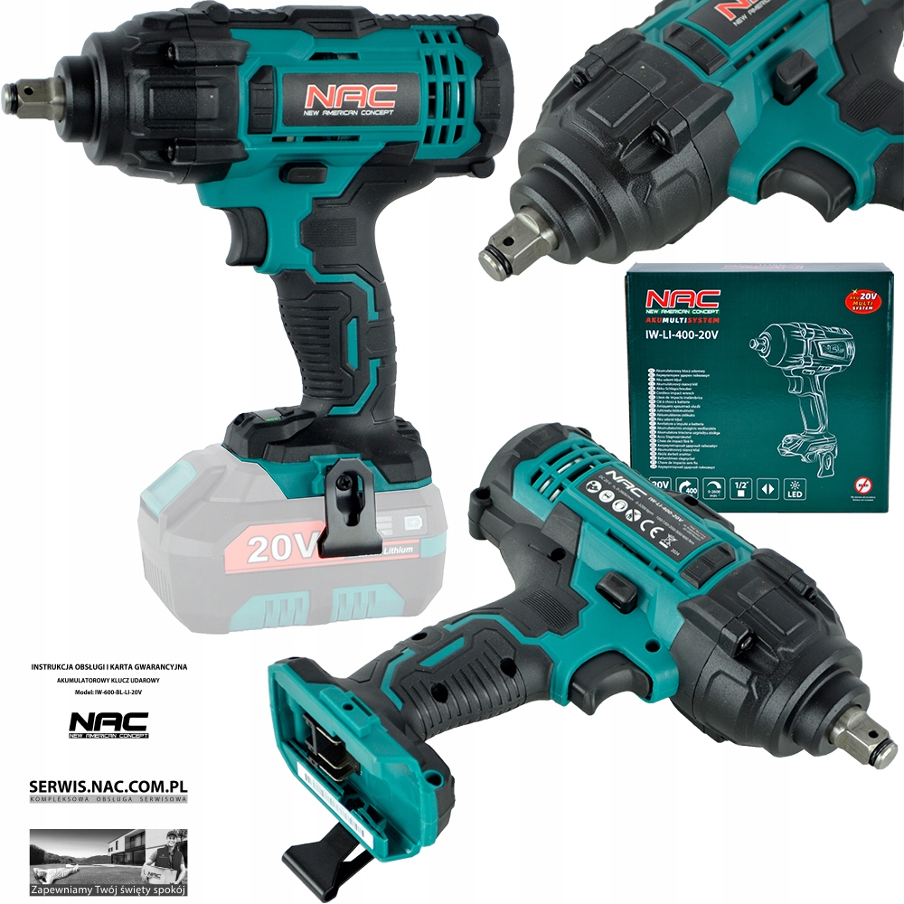 Klucz Udarowy Akumulatorowy Nac 400 Nm Akumultisystem 20 V Body 5 Biegów