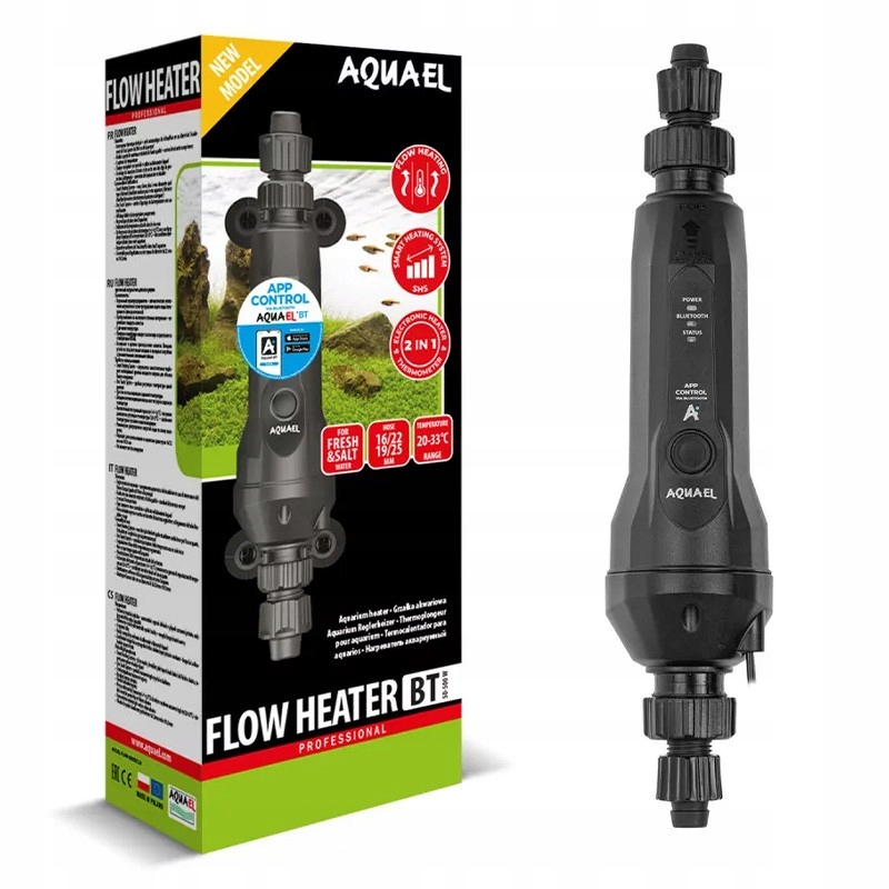 Aquael Flow Heater Bt Przepływowa Grzałka Akwariowa Nowoczesna Bluetooth