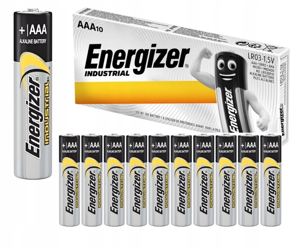 10x MOCNA BATERIA ENERGIZER INDUSTRIAL LR03 R3 AAA MAŁY PALUSZEK