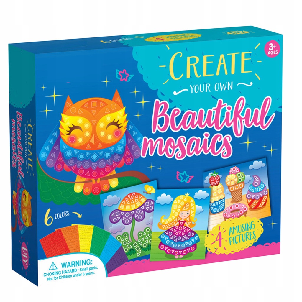 MOZAIKA DO WYKLEJANIA 4 OBRAZKI WYKLEJANKA PIANKA kolorowanka z naklejki Kod producenta 1027572