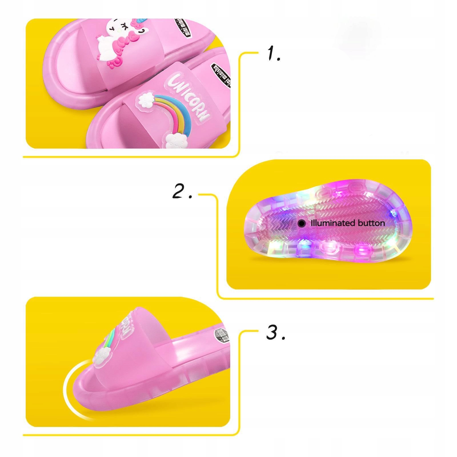 KLAPKI DLA DZIECI ANTYPOŚLIZGOWE ŚWIECĄCE OCHRONNE Długość wkładki wew. 17.5 cm