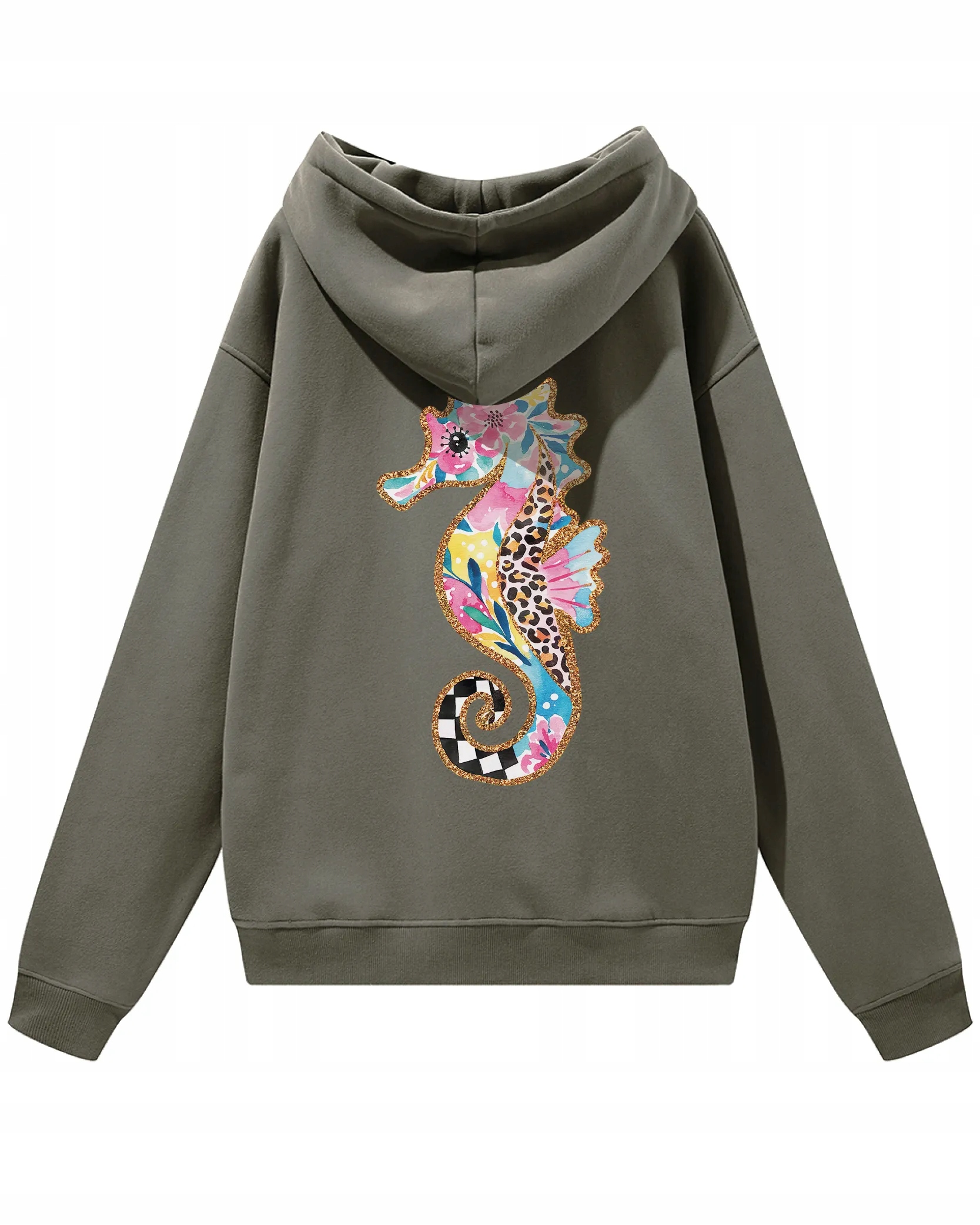 Barevná volná Oversize mikina Seahorse Nature, s kapucí , XL