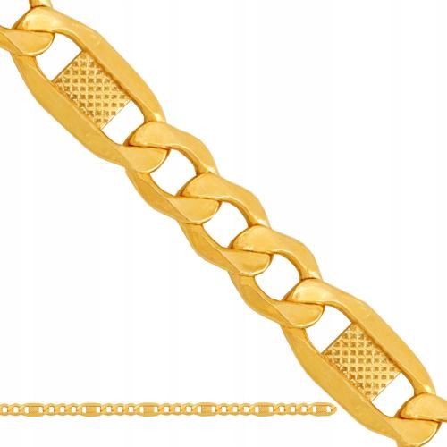 Zlatý náramek 585 Figaro s plechem, šířka 19 cm, 3,5 mm, 1,50 g