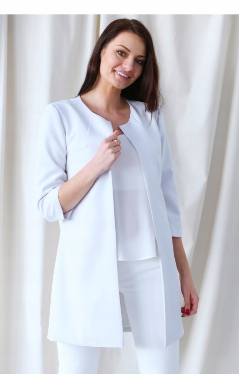 WIZYTOWY PŁASZCZ DŁUGI PROSTY ŻAKIET SZARY 50 Rękaw rękaw 3/4