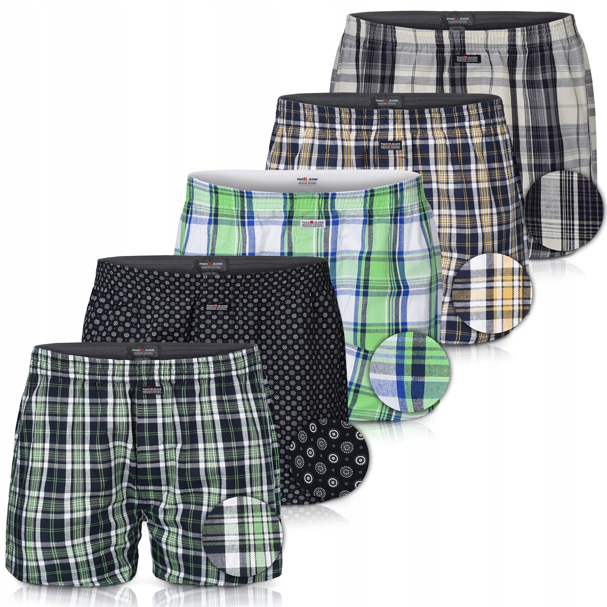 Pánské volné boxerky s rozparkem Pohodlné bavlněné pyžamo 5-balení M