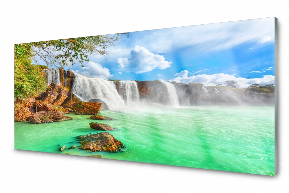 

Panel szklany do kuchni Wodospad Jezioro 125x50
