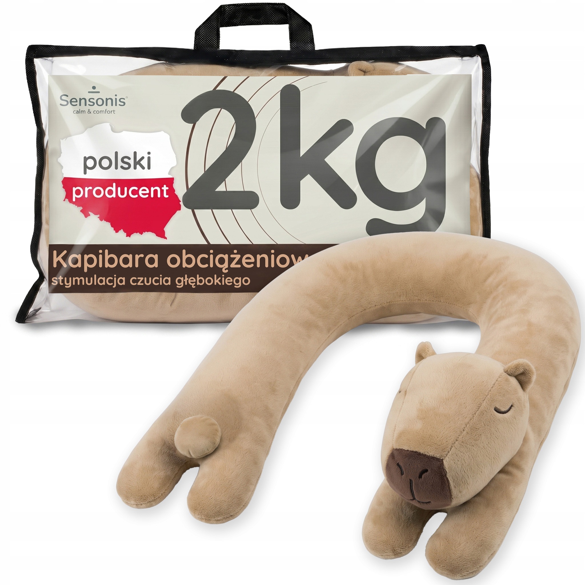 Maskotka obciążeniowa 2 kg reg miś pluszak kołnierz Kapibara sensoryczna Pl